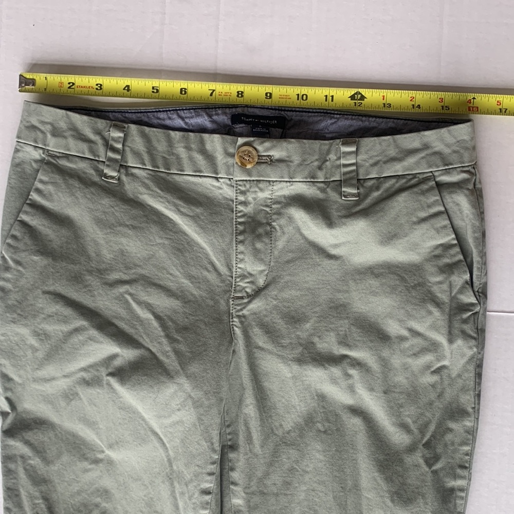 Tommy Hilfiger Camo Green Cuffed Straight‑Leg Chino Pants Women’s Size 8 - Picture 14 of 15